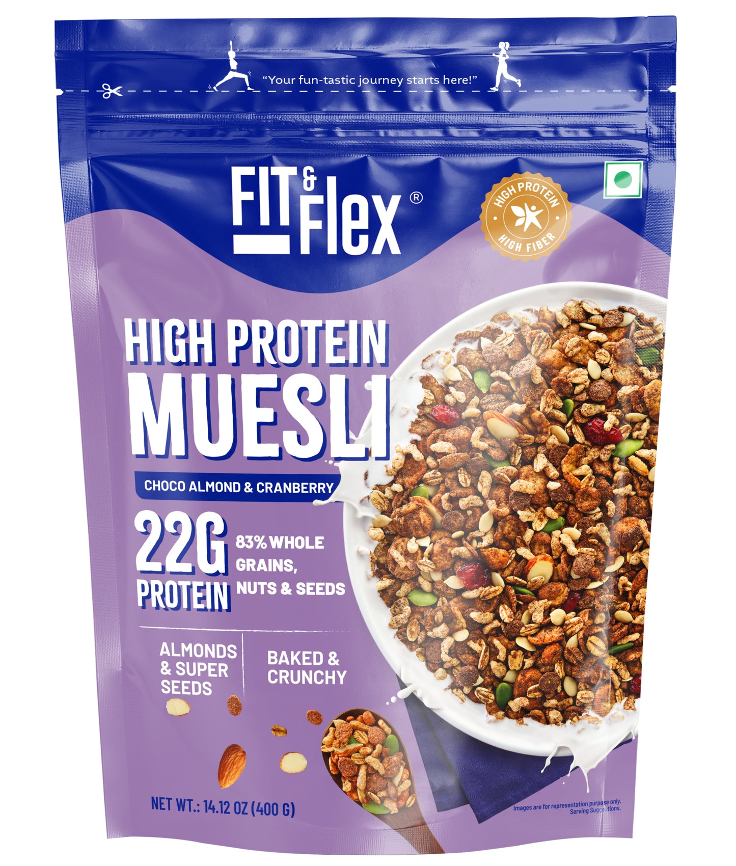 22G High Protein Muesli - Choco Almond & Cranberry 400g