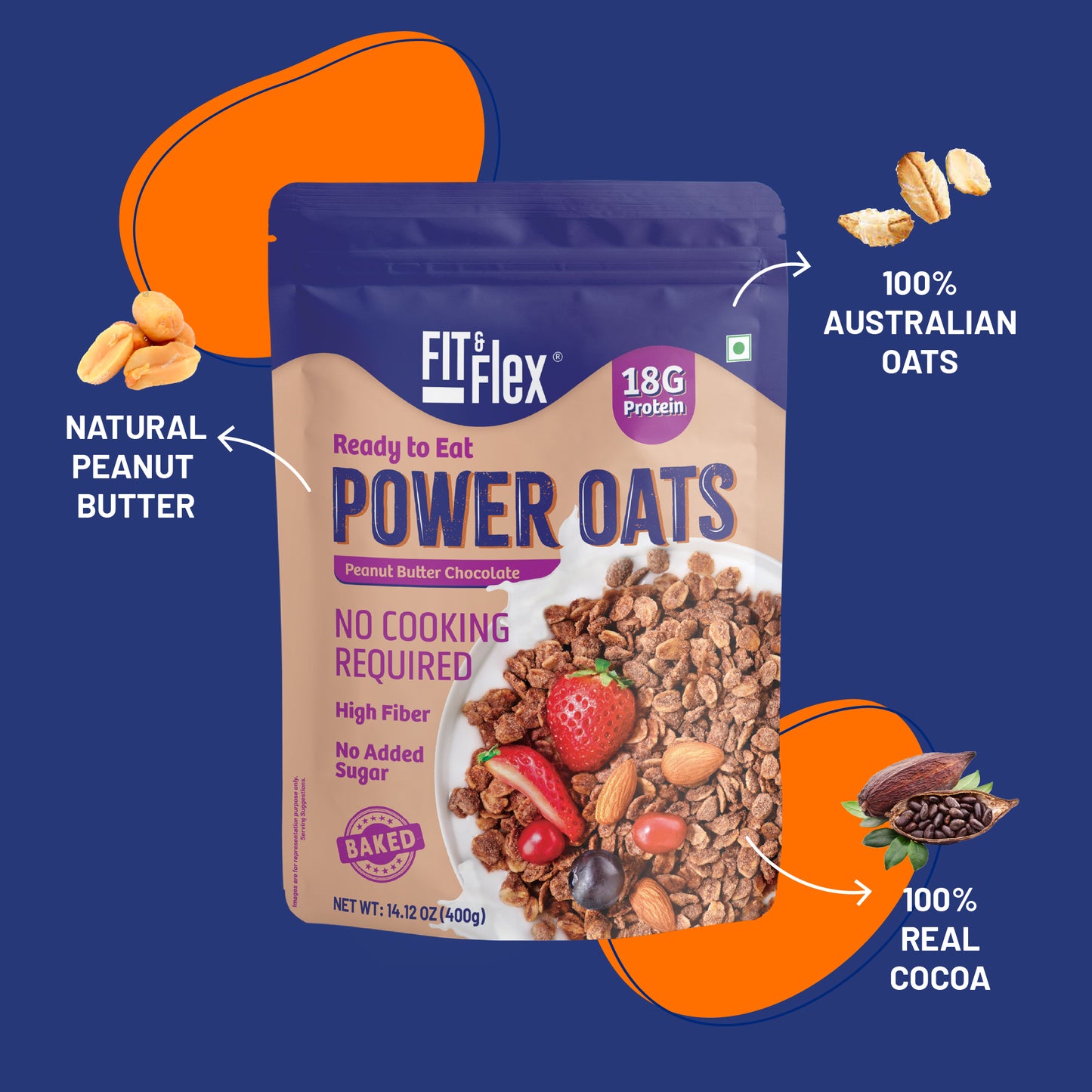 Power Oats Combo Pack | Peanut Butter Chocolate & Honey Flavor | No Cooking Required - Ready To Eat | 0 Added Sugar