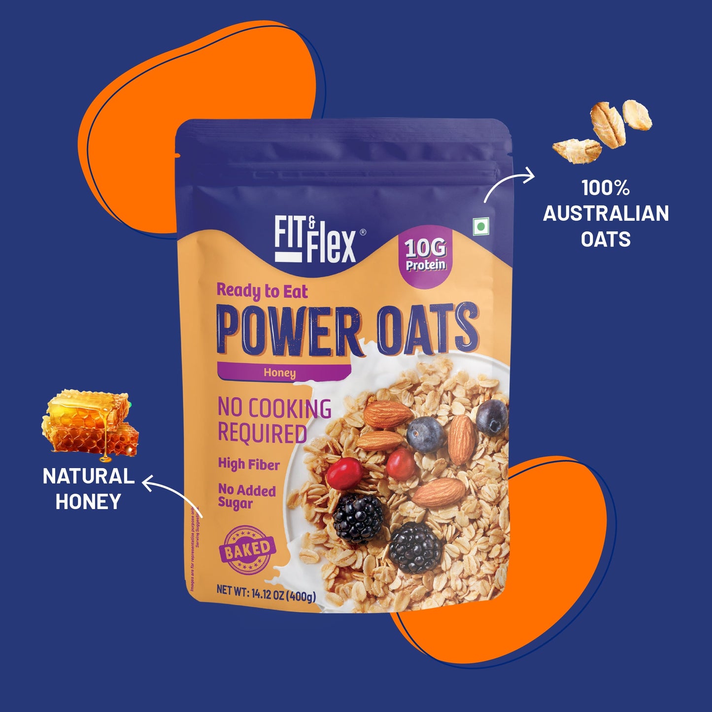 Power Oats Combo Pack | Peanut Butter Chocolate & Honey Flavor | No Cooking Required - Ready To Eat | 0 Added Sugar