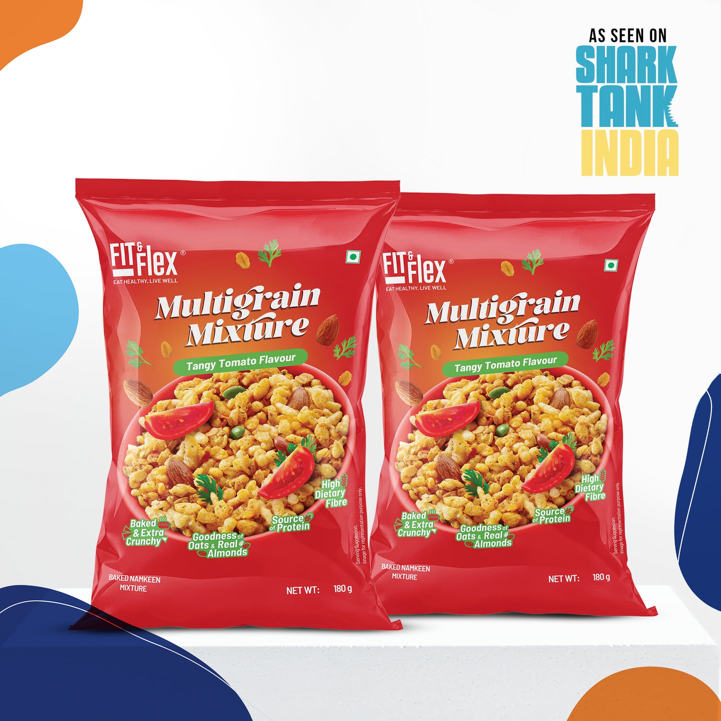 Tangy Tomato Multigrain Mixture (Pack of 2 - 180G x 2) High Fibre, Loaded with Nuts & Seeds