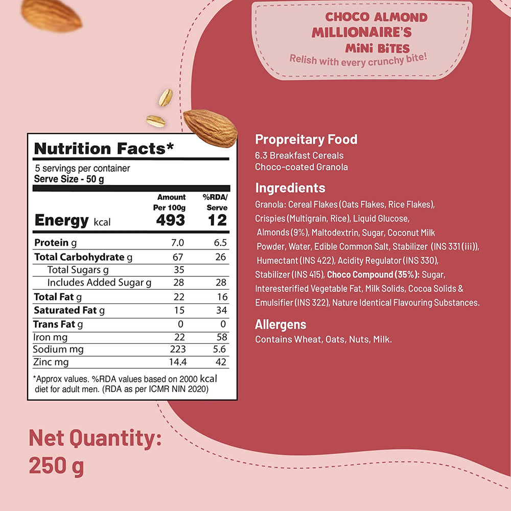 
                  
                    Assorted Pack of 3 Mini Bites (70g x 3) | Choco Almond Millionnaires, Cranberry Oats Granola & Yogurt, Choco Cornflakes
                  
                