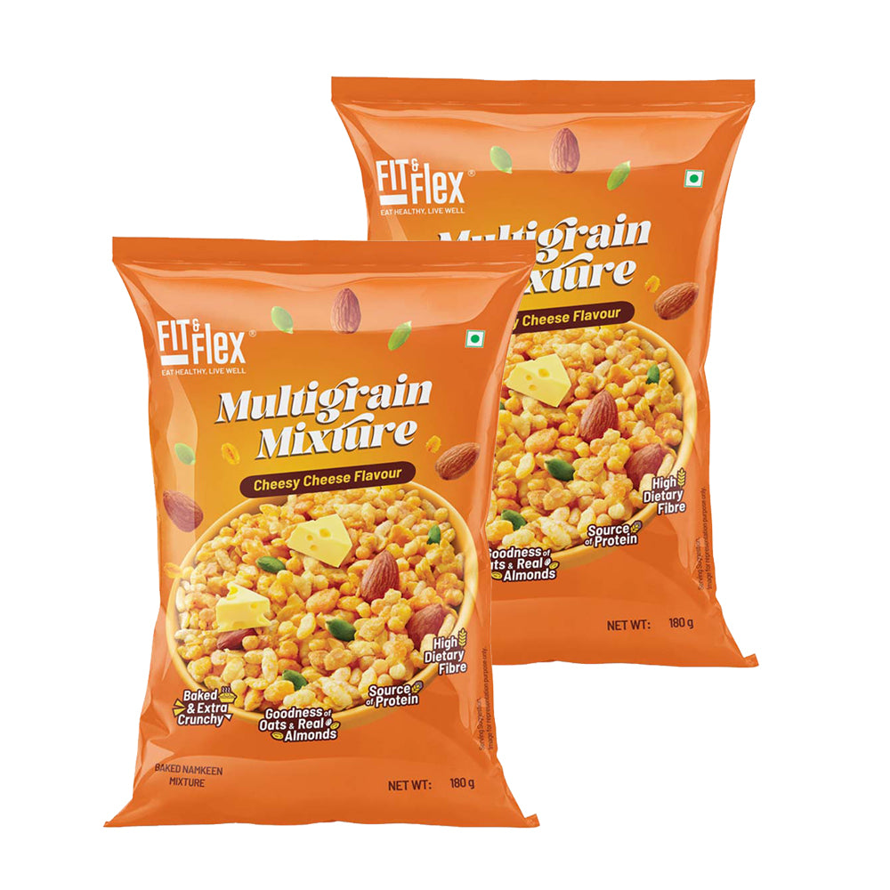 CHEESY CHEESE MULTIGRAIN MIXTURE (Pack of 2 - 180G x 2) High Fibre, Loaded with Nuts & Seeds