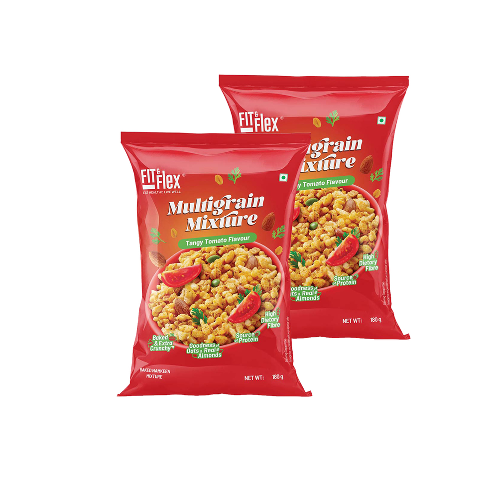 Tangy Tomato Multigrain Mixture (Pack of 2 - 180G x 2) High Fibre, Loaded with Nuts & Seeds