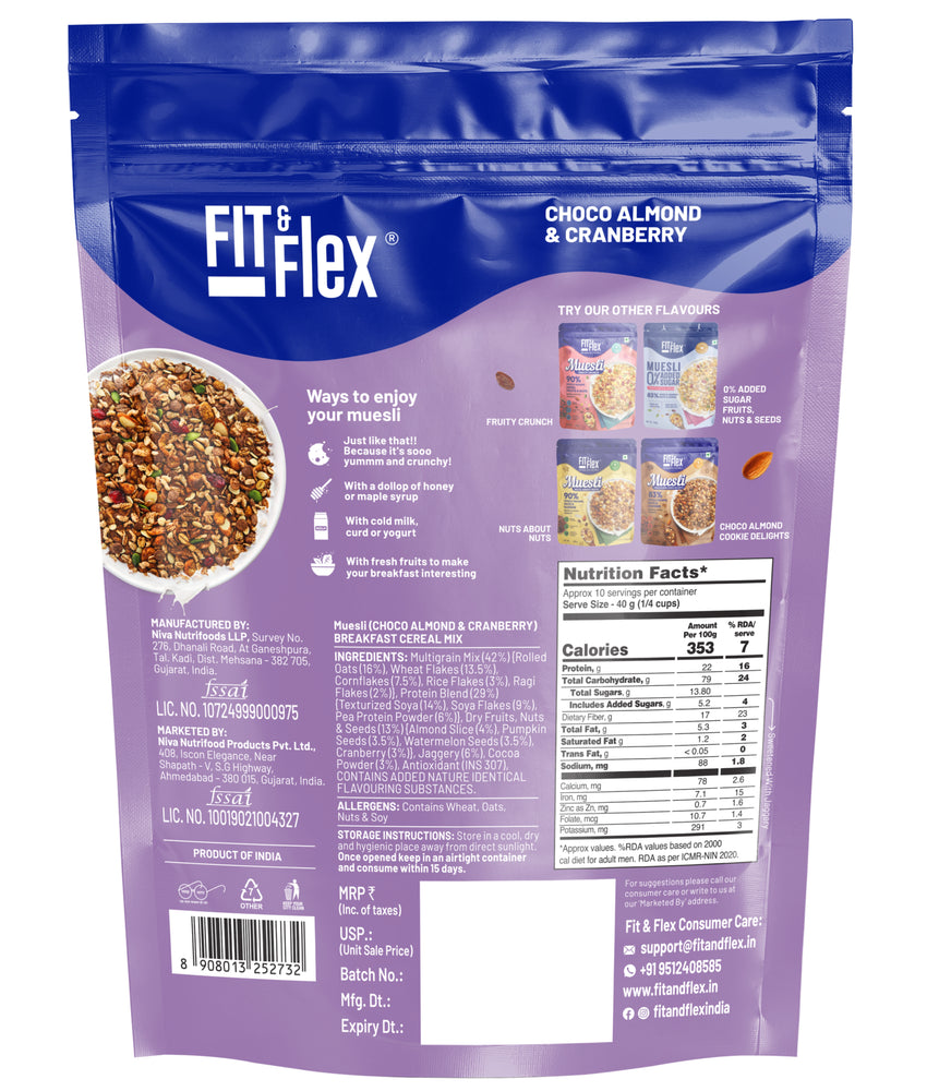 
                  
                    22G High Protein Muesli - Choco Almond & Cranberry 400g
                  
                