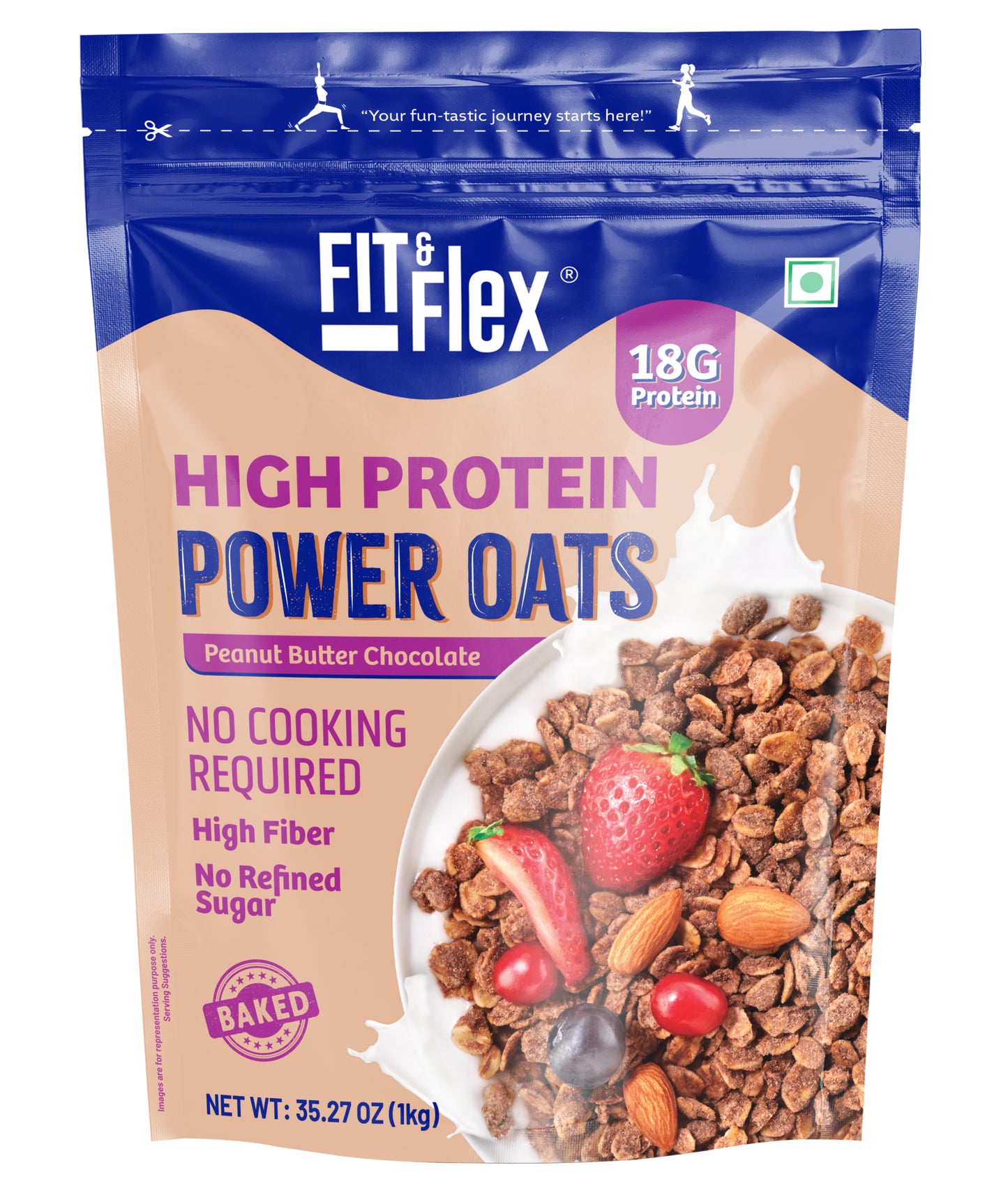 
                  
                    Power Oats | Peanut Butter Chocolate Flavor | No Cooking Required - Ready To Eat | 0 Added Sugar
                  
                