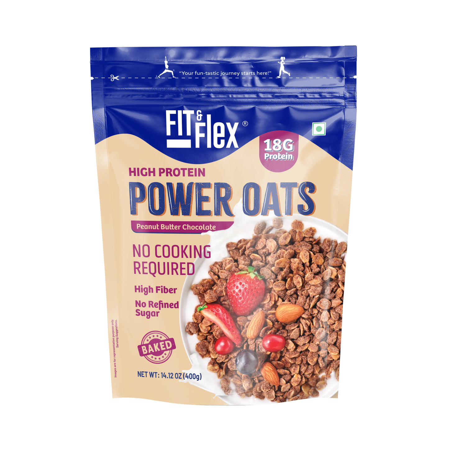 
                  
                    Power Oats | Peanut Butter Chocolate Flavor | No Cooking Required - Ready To Eat | 0 Added Sugar
                  
                